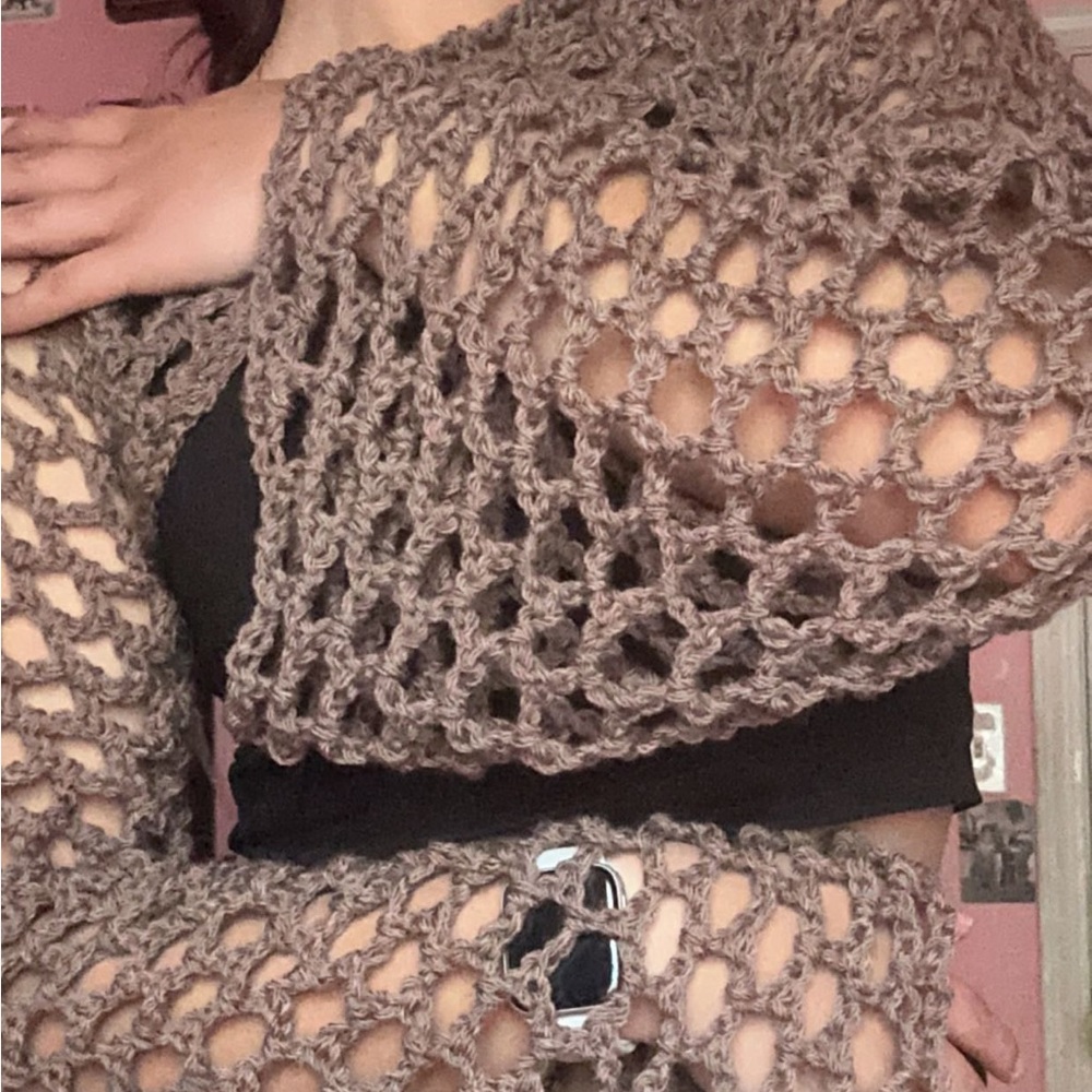Crochet fishnet top